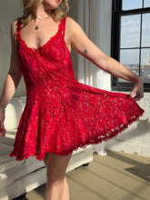 Load image into Gallery viewer, Vintage Red Lace Slip Dress