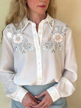 Load image into Gallery viewer, Vintage Christie Jill Pearl & Floral Embroidered Blouse