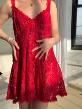 Load image into Gallery viewer, Vintage Red Lace Slip Dress