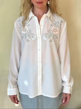Load image into Gallery viewer, Vintage Christie Jill Pearl & Floral Embroidered Blouse