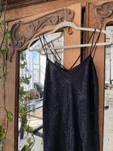 Load image into Gallery viewer, Vintage Black Rose Print Bias Slip Dress