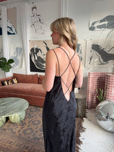 Load image into Gallery viewer, Vintage Black Rose Print Bias Slip Dress