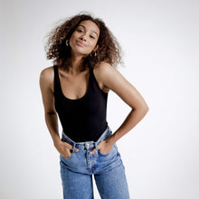Load image into Gallery viewer, Black Scoop Tank Bodysuit