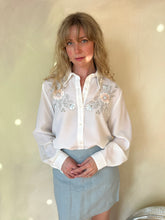 Load image into Gallery viewer, Vintage Christie Jill Pearl &amp; Floral Embroidered Blouse
