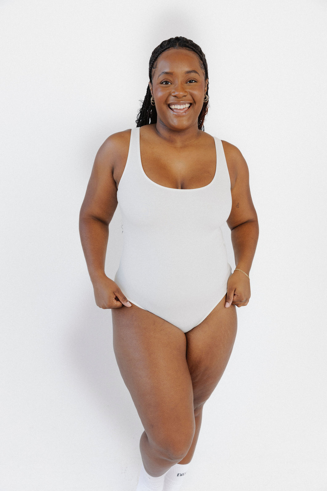 Ivory Scoop Tank Bodysuit